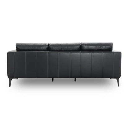 THE CASA ORO® 83.46'' Leather Office Sofa Solid-Look Style for Living Room(Black Leather)