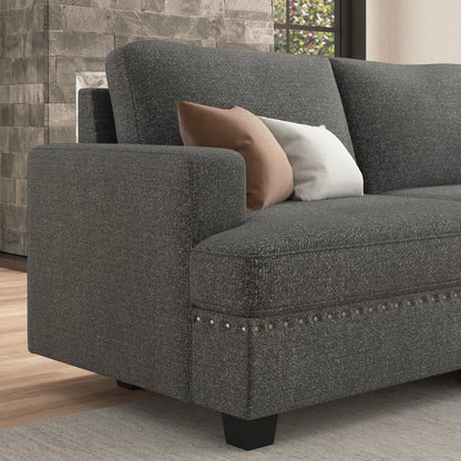 U Shaped Corner Sofa With Storage Ottoman(Light Gray Polyester)