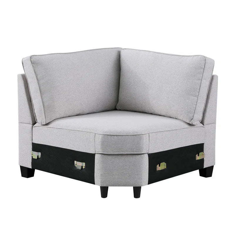 L Shape Sectional Sofa: 136.35" Wide Reversible 7-Piece Modular Corner Sectional with Ottoman(Light Gray Polyester Blend)