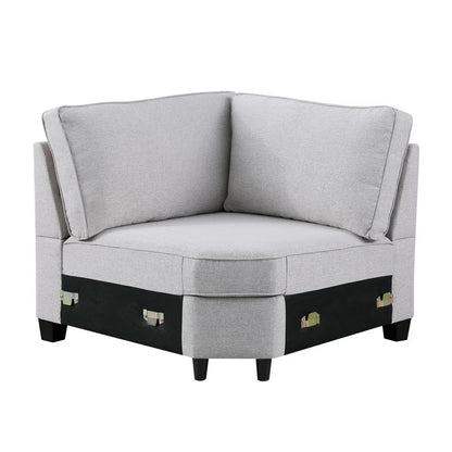 L Shape Sectional Sofa: 136.35" Wide Reversible 7-Piece Modular Corner Sectional with Ottoman(Light Gray Polyester Blend)