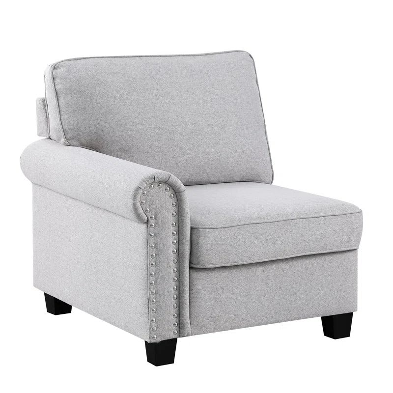 L Shape Sectional Sofa: 136.35" Wide Reversible 7-Piece Modular Corner Sectional with Ottoman(Light Gray Polyester Blend)