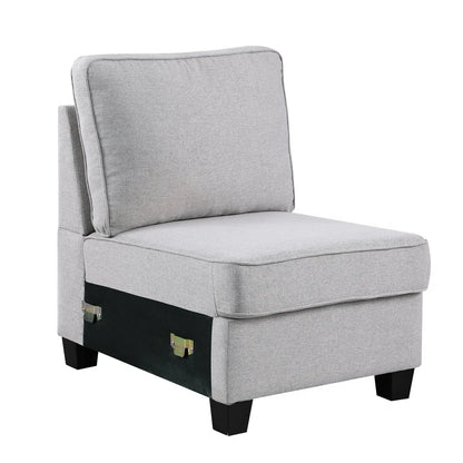 L Shape Sectional Sofa: 136.35" Wide Reversible 7-Piece Modular Corner Sectional with Ottoman(Light Gray Polyester Blend)