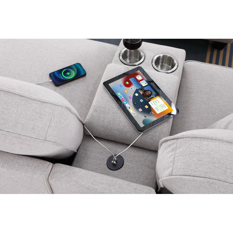 L Shape Sectional Sofa: 136.35" Wide Reversible 7-Piece Modular Corner Sectional with Ottoman(Light Gray Polyester Blend)