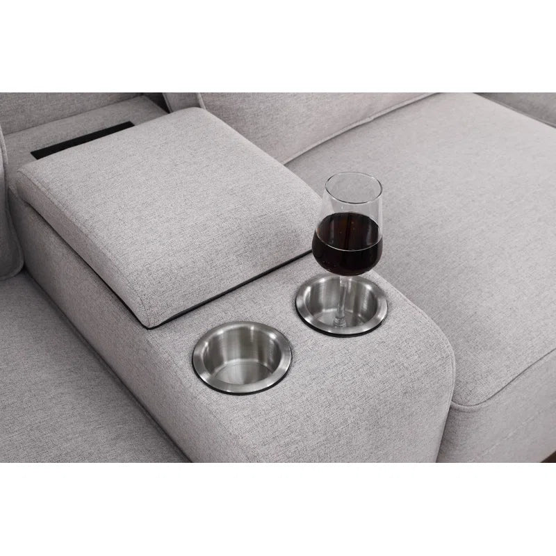 L Shape Sectional Sofa: 136.35" Wide Reversible 7-Piece Modular Corner Sectional with Ottoman(Light Gray Polyester Blend)