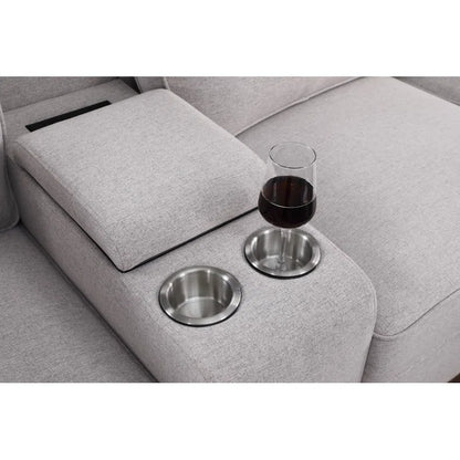 L Shape Sectional Sofa: 136.35" Wide Reversible 7-Piece Modular Corner Sectional with Ottoman(Light Gray Polyester Blend)