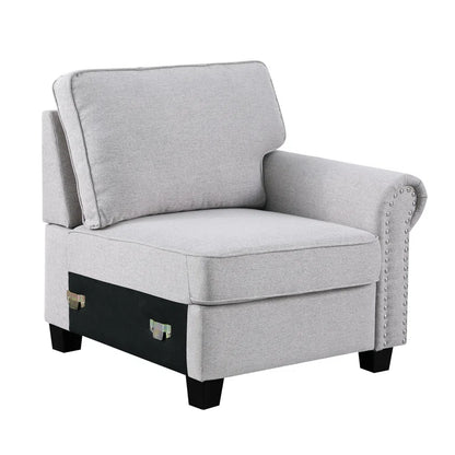 L Shape Sectional Sofa: 136.35" Wide Reversible 7-Piece Modular Corner Sectional with Ottoman(Light Gray Polyester Blend)