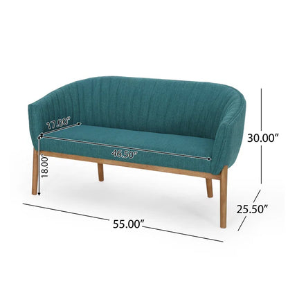 THE CASA ORO® Loveseat Recessed Arm Smooth Upholstery Office Sofa(Teal Fabric)