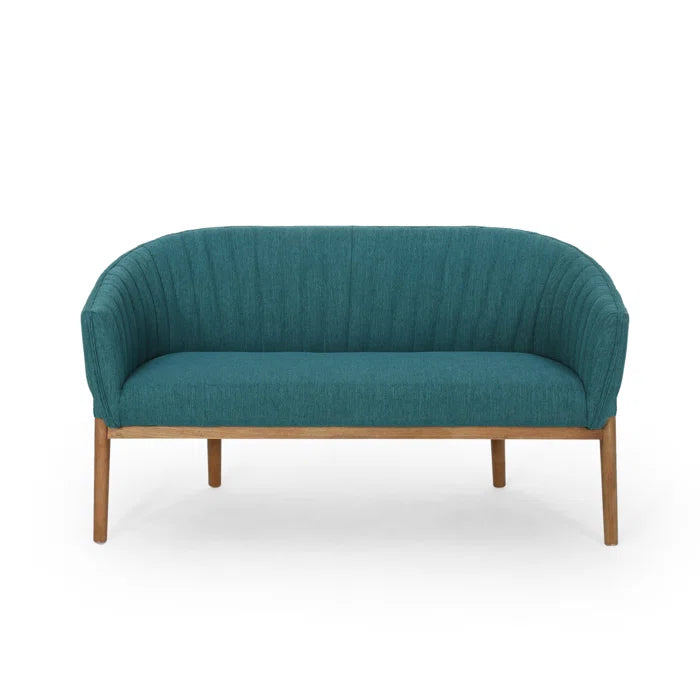 THE CASA ORO® Loveseat Recessed Arm Smooth Upholstery Office Sofa(Teal Fabric)
