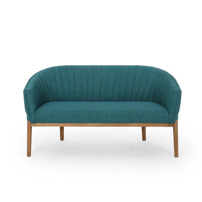 THE CASA ORO® Loveseat Recessed Arm Smooth Upholstery Office Sofa(Teal Fabric)