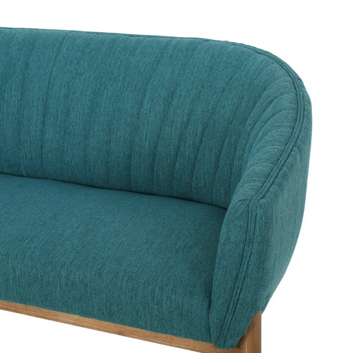 THE CASA ORO® Loveseat Recessed Arm Smooth Upholstery Office Sofa(Teal Fabric)