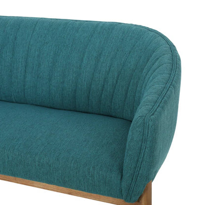 THE CASA ORO® Loveseat Recessed Arm Smooth Upholstery Office Sofa(Teal Fabric)