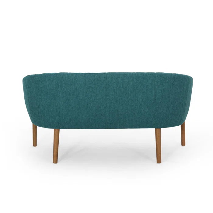THE CASA ORO® Loveseat Recessed Arm Smooth Upholstery Office Sofa(Teal Fabric)