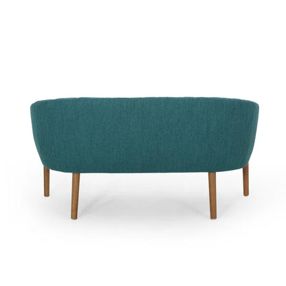 THE CASA ORO® Loveseat Recessed Arm Smooth Upholstery Office Sofa(Teal Fabric)