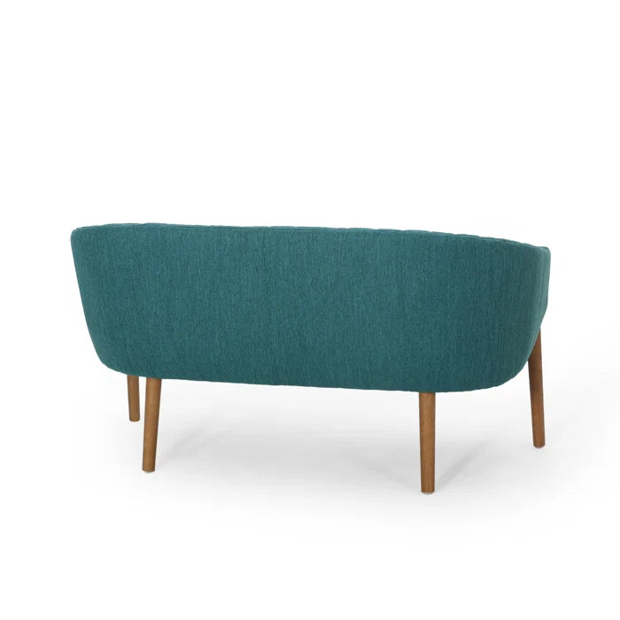 THE CASA ORO® Loveseat Recessed Arm Smooth Upholstery Office Sofa(Teal Fabric)