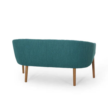 THE CASA ORO® Loveseat Recessed Arm Smooth Upholstery Office Sofa(Teal Fabric)