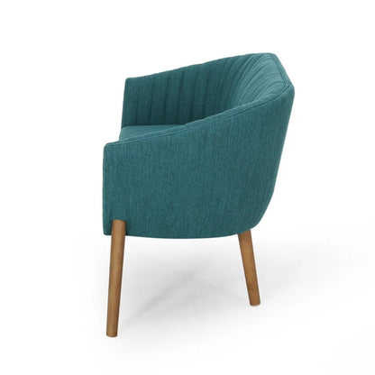 THE CASA ORO® Loveseat Recessed Arm Smooth Upholstery Office Sofa(Teal Fabric)