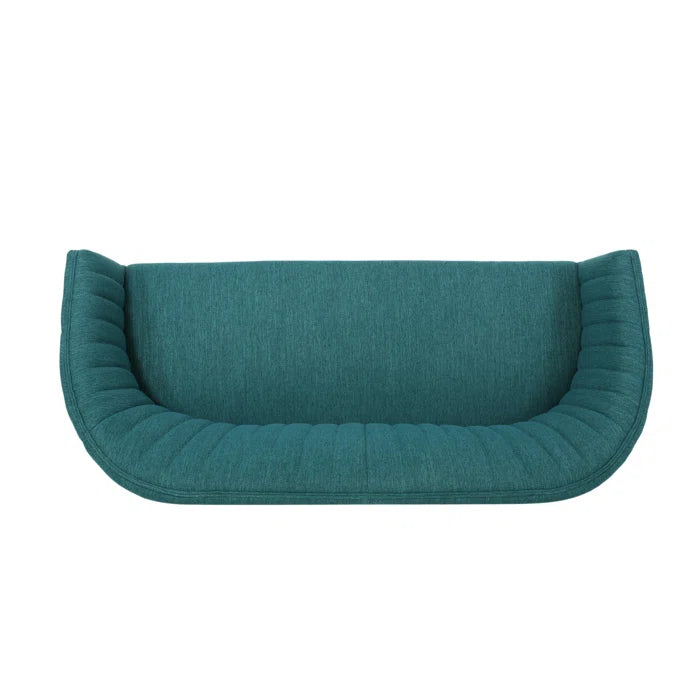 THE CASA ORO® Loveseat Recessed Arm Smooth Upholstery Office Sofa(Teal Fabric)