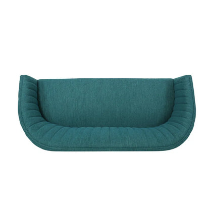THE CASA ORO® Loveseat Recessed Arm Smooth Upholstery Office Sofa(Teal Fabric)