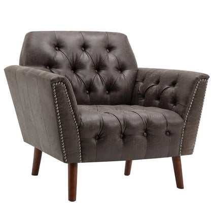 THE CASA ORO® 30.3" Wide Luxe Style Tufted Accent Wing Chair for Living Room, Bedroom, Home Office(Black Microfiber)