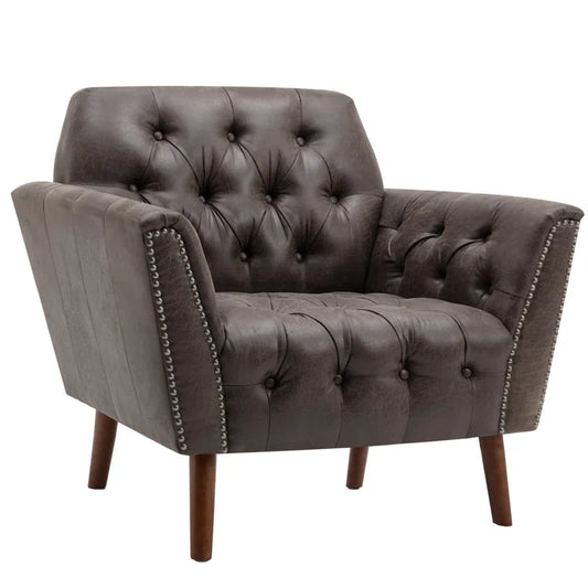 THE CASA ORO® 30.3" Wide Luxe Style Tufted Accent Wing Chair for Living Room, Bedroom, Home Office(Black Microfiber)
