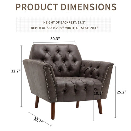 THE CASA ORO® 30.3" Wide Luxe Style Tufted Accent Wing Chair for Living Room, Bedroom, Home Office(Black Microfiber)