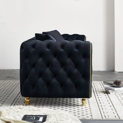 THE CASA ORO® Designer Sofa Set: 86" Wide Luxury Modern Tufted Sofa for Living Room(Black)