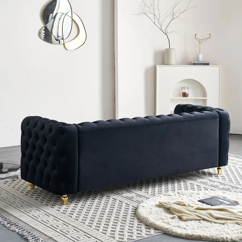 THE CASA ORO® Designer Sofa Set: 86" Wide Luxury Modern Tufted Sofa for Living Room(Black)