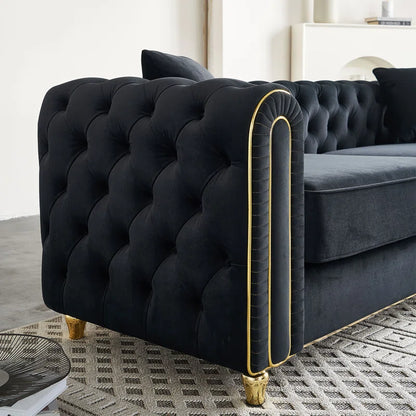 THE CASA ORO® Designer Sofa Set: 86" Wide Luxury Modern Tufted Sofa for Living Room(Black)