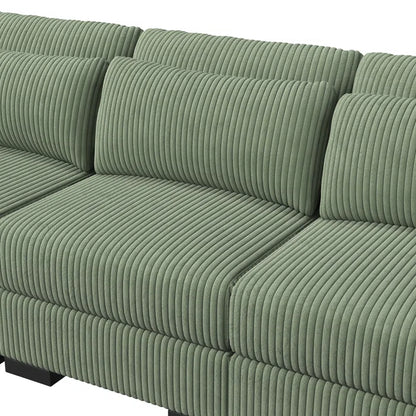 5 Seater Sofa: Luxury Upholstery Sofa With Lumbar Pillows, Corduroy Sofa Collection(Green)