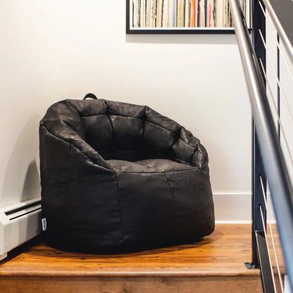 THE CASA ORO® Milano Leather Bean Bag for Vegan with Massage Function(Black)