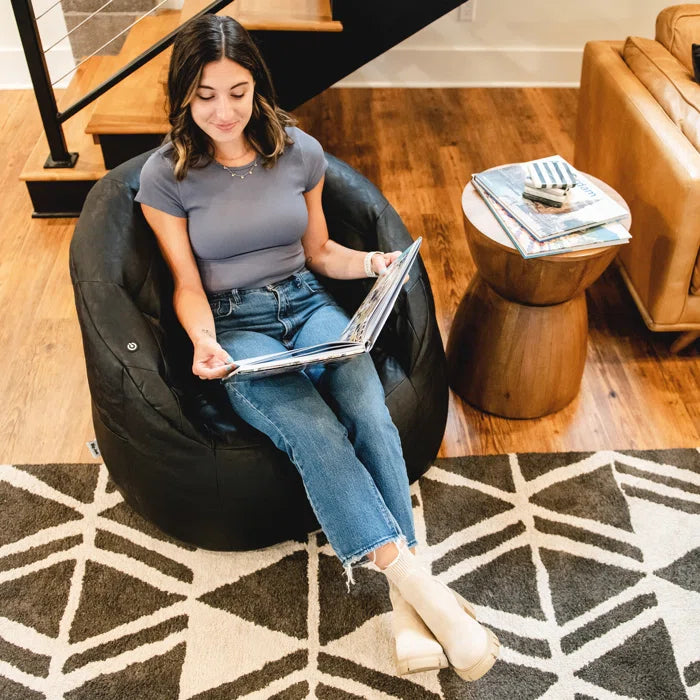 THE CASA ORO® Milano Leather Bean Bag for Vegan with Massage Function(Black)