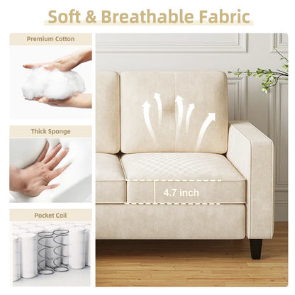 4 Seater Sofa: Modern Convertible Sofa With Storage, Removable Cushions & Led Lights(Beige)