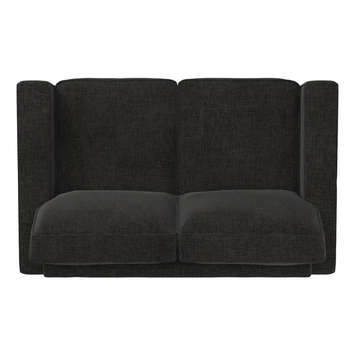 THE CASA ORO® Designer Sofa Set: Modern Fabric Upholstered Square Arm Sofa Set - Living Room Chair, Loveseat And Sofa(Black Woven)