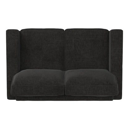 THE CASA ORO® Designer Sofa Set: Modern Fabric Upholstered Square Arm Sofa Set - Living Room Chair, Loveseat And Sofa(Black Woven)