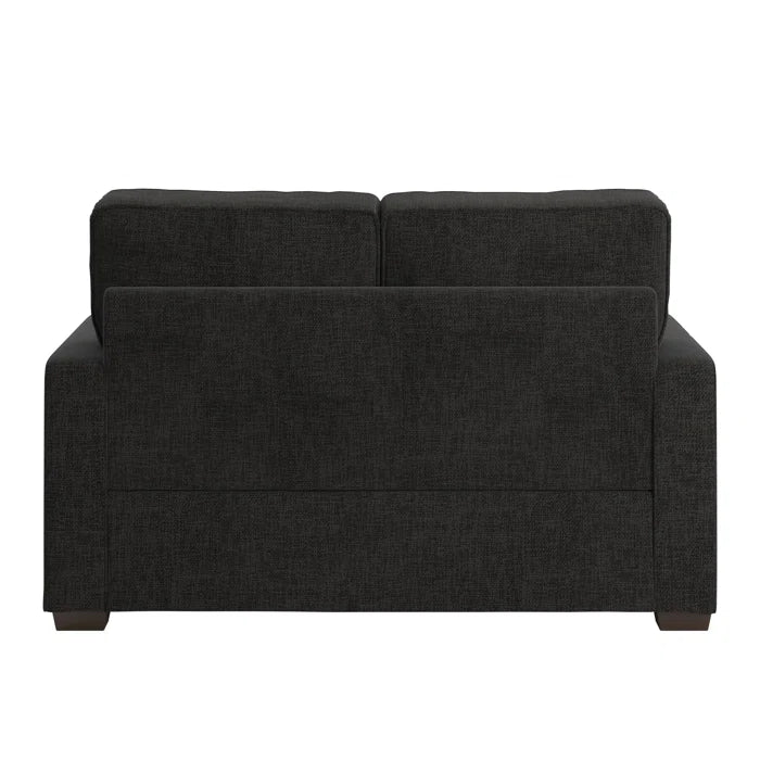 THE CASA ORO® Designer Sofa Set: Modern Fabric Upholstered Square Arm Sofa Set - Living Room Chair, Loveseat And Sofa(Black Woven)