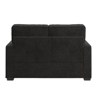 THE CASA ORO® Designer Sofa Set: Modern Fabric Upholstered Square Arm Sofa Set - Living Room Chair, Loveseat And Sofa(Black Woven)