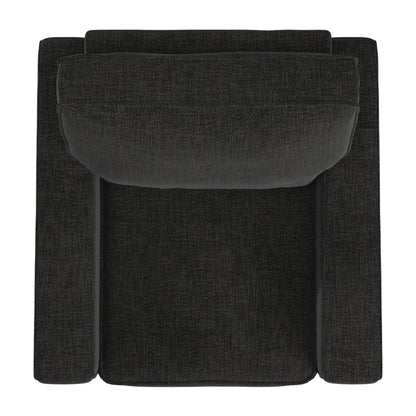 THE CASA ORO® Designer Sofa Set: Modern Fabric Upholstered Square Arm Sofa Set - Living Room Chair, Loveseat And Sofa(Black Woven)