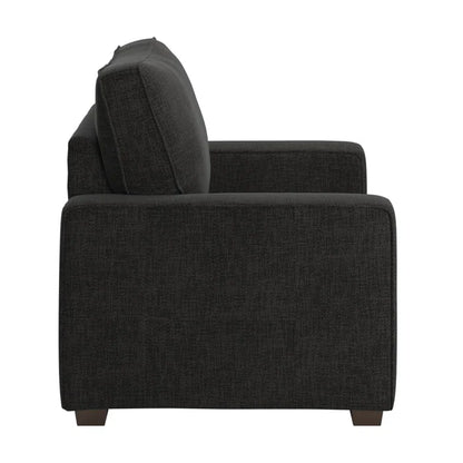 THE CASA ORO® Designer Sofa Set: Modern Fabric Upholstered Square Arm Sofa Set - Living Room Chair, Loveseat And Sofa(Black Woven)