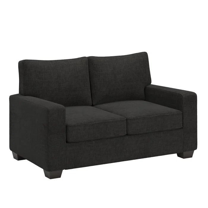 THE CASA ORO® Designer Sofa Set: Modern Fabric Upholstered Square Arm Sofa Set - Living Room Chair, Loveseat And Sofa(Black Woven)