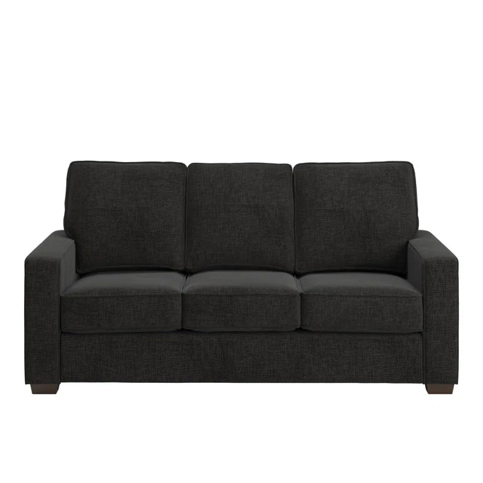 THE CASA ORO® Designer Sofa Set: Modern Fabric Upholstered Square Arm Sofa Set - Living Room Chair, Loveseat And Sofa(Black Woven)