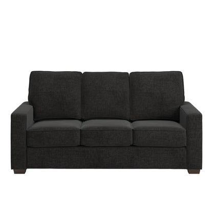 THE CASA ORO® Designer Sofa Set: Modern Fabric Upholstered Square Arm Sofa Set - Living Room Chair, Loveseat And Sofa(Black Woven)