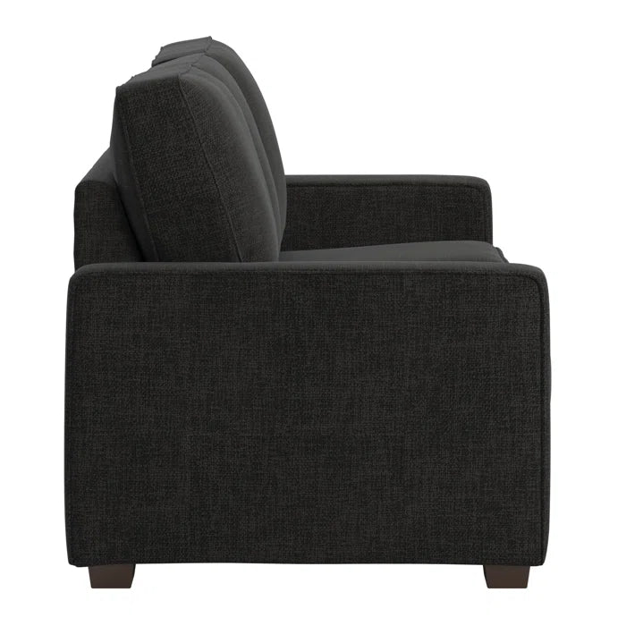 THE CASA ORO® Designer Sofa Set: Modern Fabric Upholstered Square Arm Sofa Set - Living Room Chair, Loveseat And Sofa(Black Woven)
