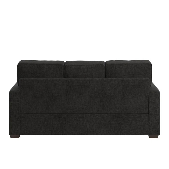 THE CASA ORO® Designer Sofa Set: Modern Fabric Upholstered Square Arm Sofa Set - Living Room Chair, Loveseat And Sofa(Black Woven)