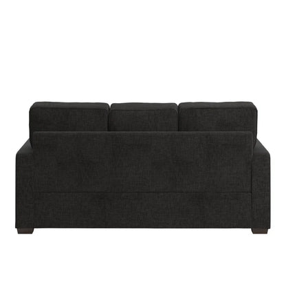 THE CASA ORO® Designer Sofa Set: Modern Fabric Upholstered Square Arm Sofa Set - Living Room Chair, Loveseat And Sofa(Black Woven)