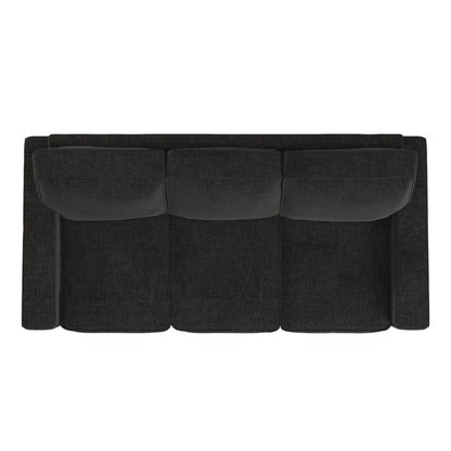 THE CASA ORO® Designer Sofa Set: Modern Fabric Upholstered Square Arm Sofa Set - Living Room Chair, Loveseat And Sofa(Black Woven)