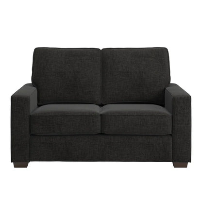 THE CASA ORO® Designer Sofa Set: Modern Fabric Upholstered Square Arm Sofa Set - Living Room Chair, Loveseat And Sofa(Black Woven)