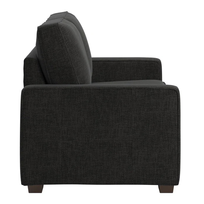 THE CASA ORO® Designer Sofa Set: Modern Fabric Upholstered Square Arm Sofa Set - Living Room Chair, Loveseat And Sofa(Black Woven)