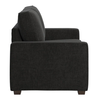 THE CASA ORO® Designer Sofa Set: Modern Fabric Upholstered Square Arm Sofa Set - Living Room Chair, Loveseat And Sofa(Black Woven)