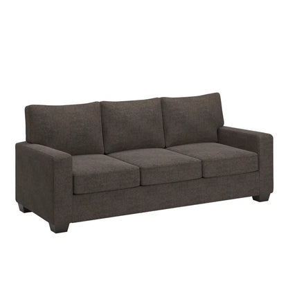Modern Sofa Set: Modern Fabric Upholstered Square Arm Sofa Set - Living Room Chair, Loveseat And Sofa(Brown Chenille)