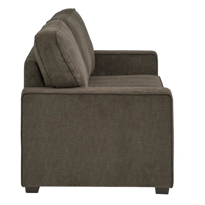 Modern Sofa Set: Modern Fabric Upholstered Square Arm Sofa Set - Living Room Chair, Loveseat And Sofa(Brown Chenille)